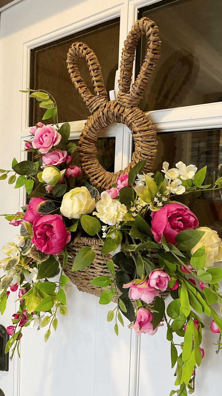 🔥Easter Sale 49% OFF - Handmade Bunny Basket Hanging Wall Pocket Spring Decor